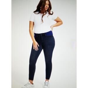 NWT Good American Blue Good Waist Crop Raw Hem Maternity Skinny Jeans Size 4/27